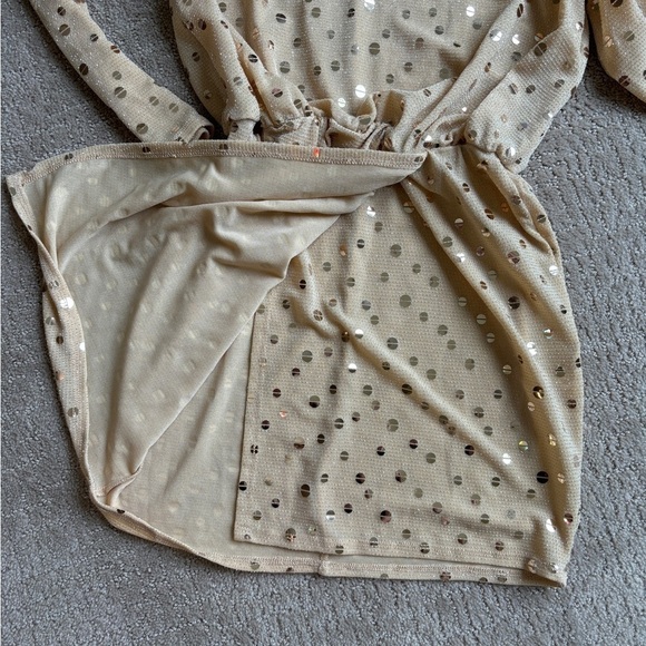 Flounce London Sequin Mini Dress Gold/Nude Women's Size 2 - Picture 9 of 12